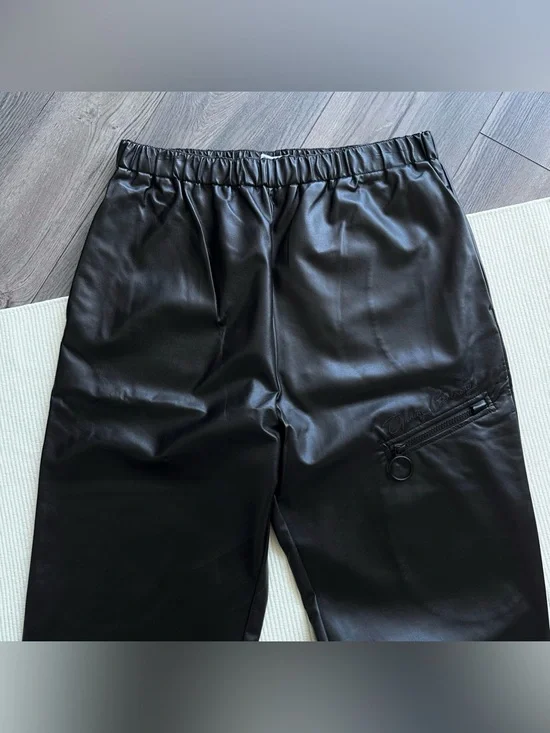 Opening Ceremony Black Faux Leather Men’s Track Pants - Picture 2 of 10